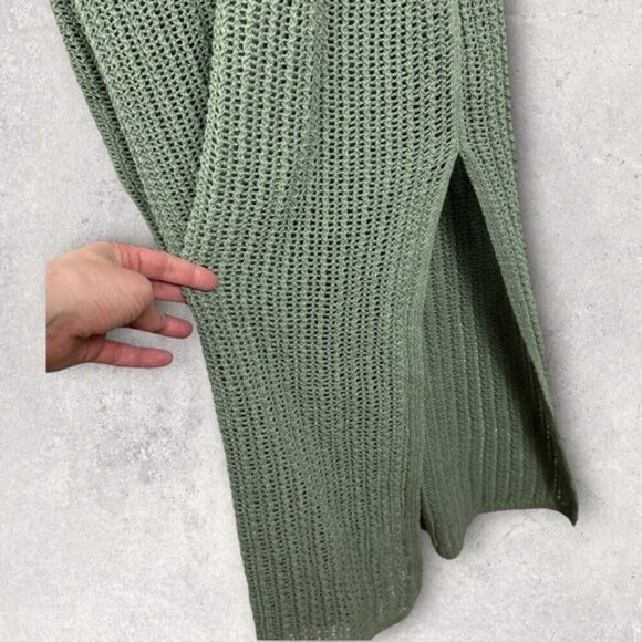 NEW Rag and Bone Riley Crochet Knit Split Hem Maxi Dress Sage Green Size XL Boho - Picture 8 of 15